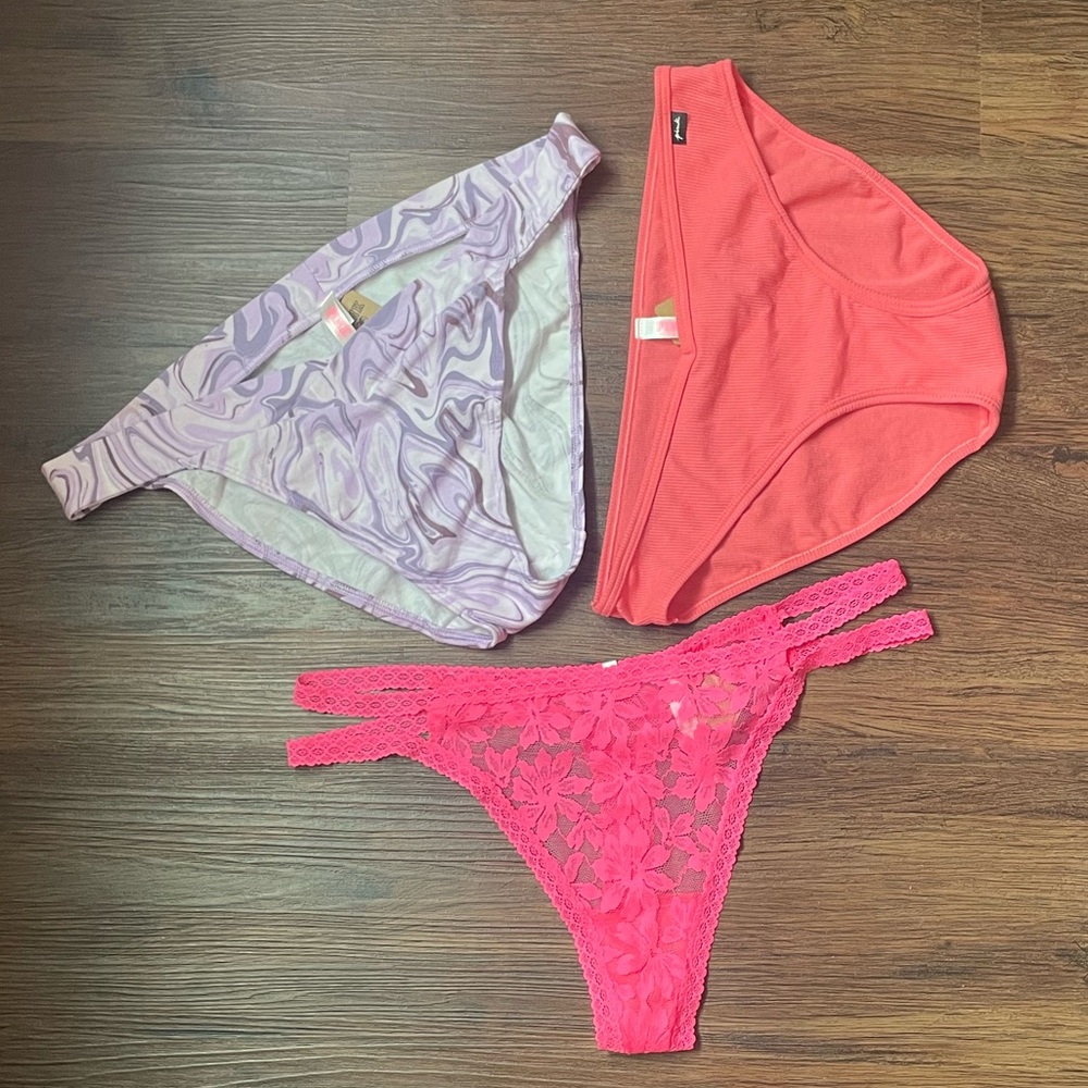 PINK Victoria's Secret Pink and Lavender Panties Trio